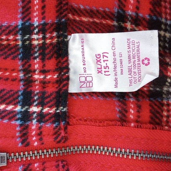 No Boundaries Junior's Plaid Flannel Mini Skirt Size:XL Color: Red, Black NWT - Picture 4 of 7